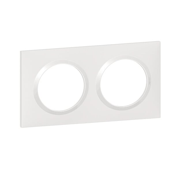 LEGRAND - Plaque carrée Dooxie 2 postes - Blanc - Rattrapage mural - large
