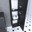 AURLANE - Colonne de salle de bain noir 30x35x150 cm avec 2 portes et poignées noir mat - STRUCTURA F050 - vignette