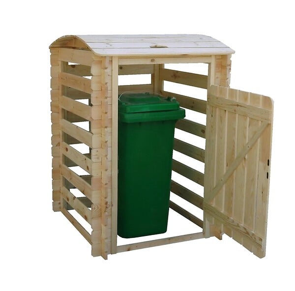 TIMBELA - TIMBELA M606 Cache Poubelle en Bois à Porte Verrouillables, 240 litres - large
