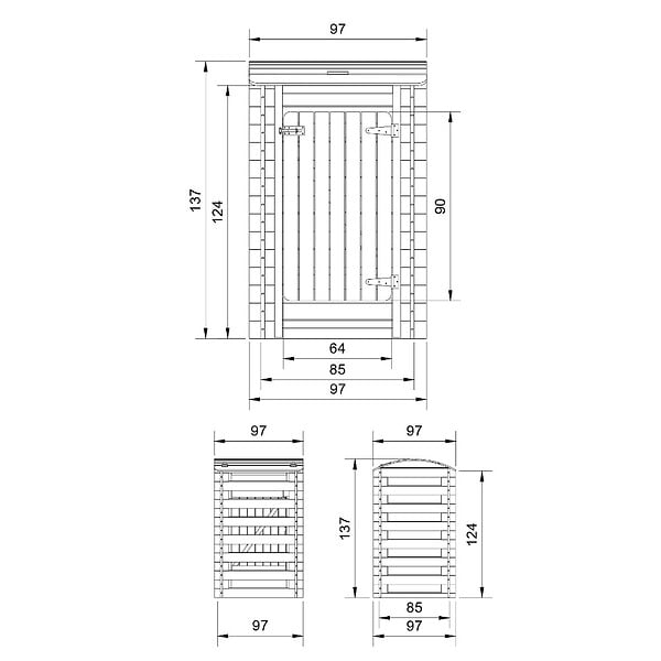 TIMBELA - TIMBELA M606 Cache Poubelle en Bois à Porte Verrouillables, 240 litres - large