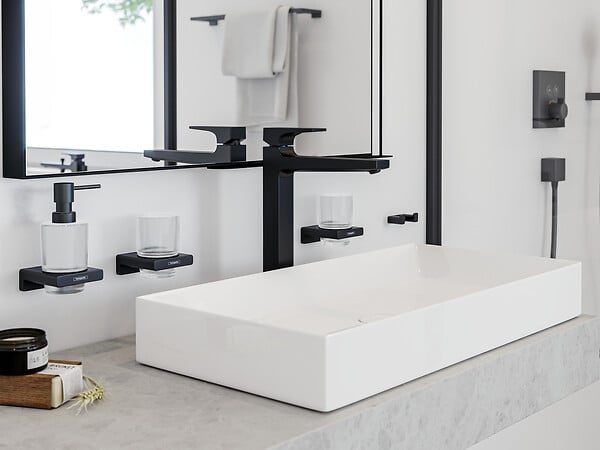 HANSGROHE - Metropol Mitigeur de lavabo 260 poignée manette, bonde Push-Open, Noir mat (32512670) - large