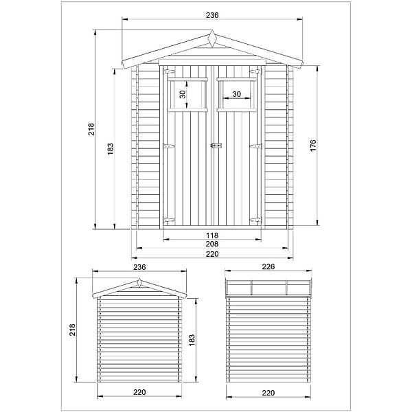 TIMBELA - TIMBELA M369+M369G Abri de jardin en bois AVEC SOL TRAITÉ - I236xL226xH218 cm / 4.33 m2 - large
