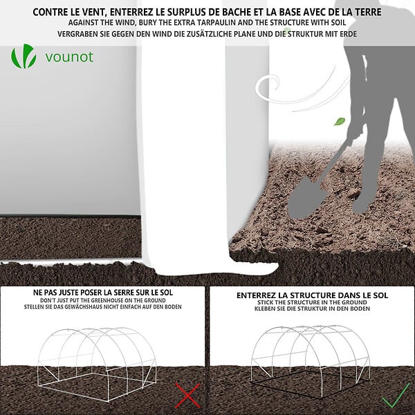 VOUNOT - Serre de jardin Toute Saison 9m2 avec portes laterales - large