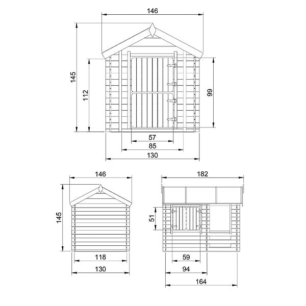 TIMBELA - Timbela M501 Maison en bois pour enfants - 182x146xH145cm / 1.1m2 - large