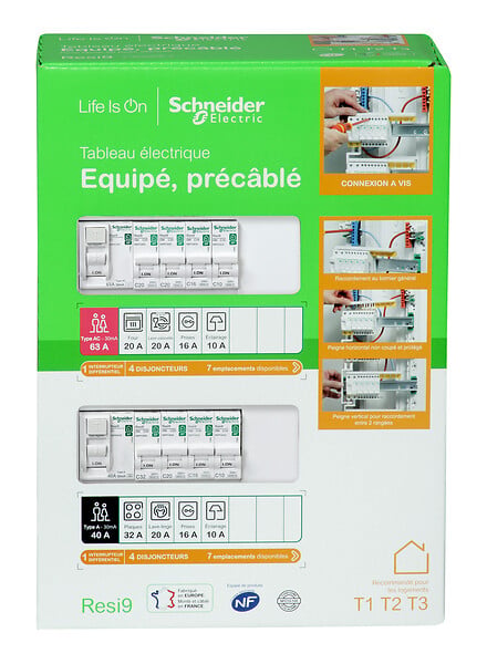 SCHNEIDER ELECTRIC - Tableau électrique Resi9 - 26 modules 2 rangées - T1 T2 - large