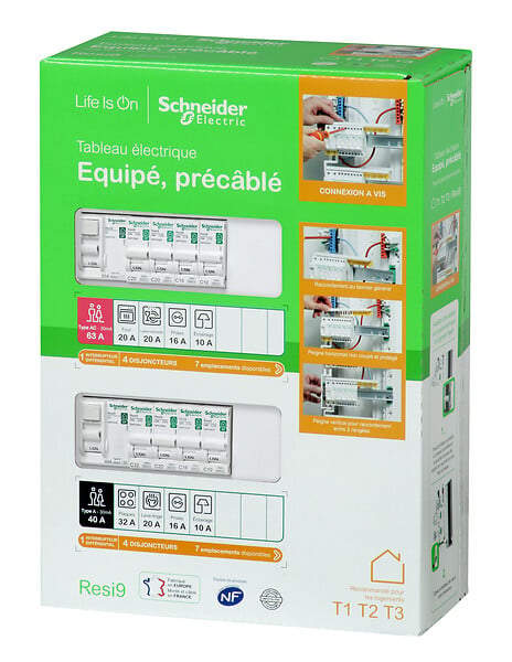 SCHNEIDER ELECTRIC - Tableau électrique Resi9 - 26 modules 2 rangées - T1 T2 - large