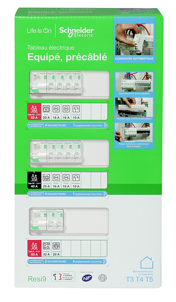 SCHNEIDER ELECTRIC - Tableau électrique pré-équipé Resi9 - 39 modules - Blanc - large
