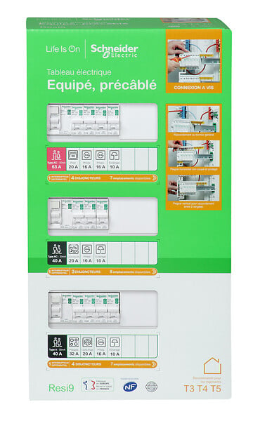 SCHNEIDER ELECTRIC - Tableau électrique Resi9 - 3 rangées 39 modules - Blanc - large