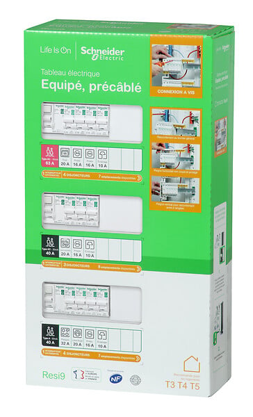 SCHNEIDER ELECTRIC - Tableau électrique Resi9 - 3 rangées 39 modules - Blanc - large