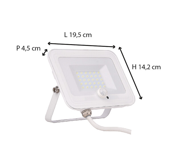 VOLTMAN - Projecteur plat + détecteur de mouvement IP65 3000lm - Blanc - Voltman - large