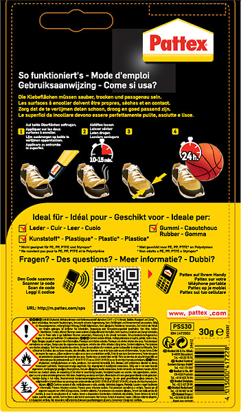 PATTEX - Colle à chaussures - Pattex Spécial Chaussures - Tube 30g - large
