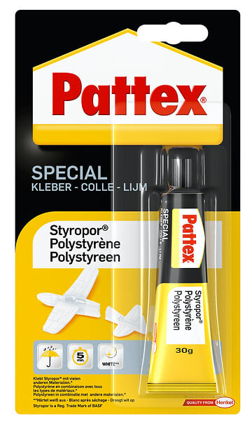 PATTEX - Colle polystyrène - Spécialités Matériaux - Tube 30g - large