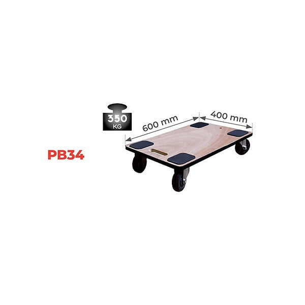 STOCKMAN - Plateau roulant bois 350kg 600x400mm roues caoutchouc PB34 Stockman - large