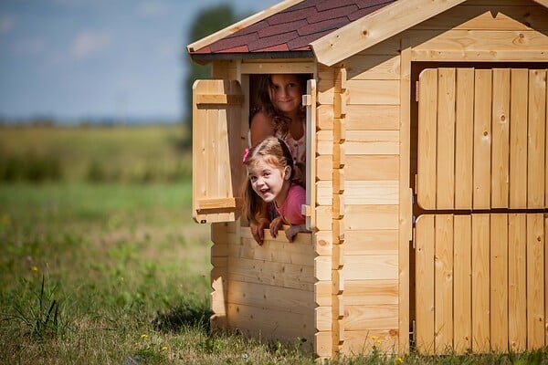 TIMBELA - Timbela M516-1 Maison en bois pour enfants SANS PLANCHER - 112x146xH143 cm / 1.1m2 - large