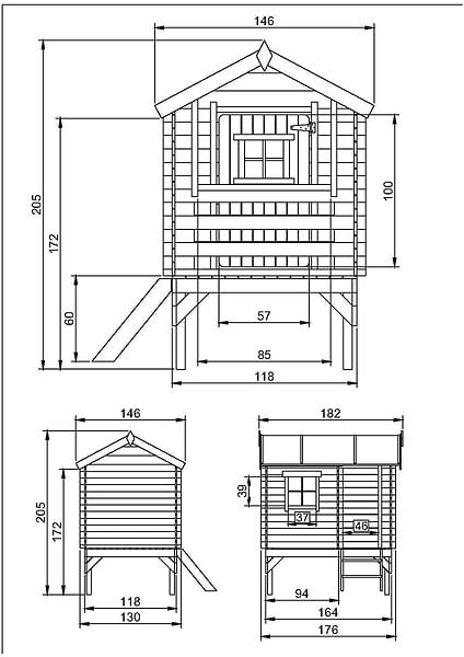 TIMBELA - Timbela M501B Maison en bois pour enfants 182x146xH205cm / 1.1m2 - large