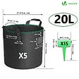 VOUNOT - Lot de 5 sacs de plantation non tisse 20L avec poignee Noir - vignette