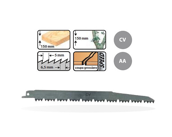 LEMAN - 5 Lame de scie Sabre / 210mm Pas 5/6,5mm Bois Brut / Elagage Leman - large