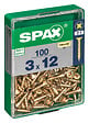 SPAXFRANCE - Vis à bois 3x12 A2L - Tête fraisée PZ - 100 pièces - Diam.3xH.12mm - vignette