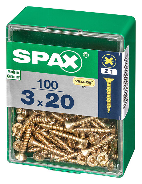 SPAXFRANCE - Vis à bois en acier Yellox - 100 pièces - Diam.3xH.20mm - large