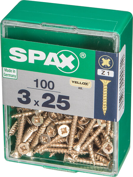 SPAXFRANCE - Vis à bois fraisée Pozidriv - 100 pièces - Diam.3xH.25mm - large