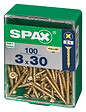 SPAXFRANCE - Vis à bois en acier Yellox - Jaune - 100 pièces - Diam.3xH.30mm - vignette