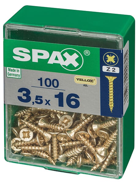 SPAXFRANCE - Vis à bois Yellox - 100 pièces - Diam.3,5xH.16mm - large