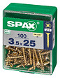 SPAXFRANCE - Vis universelle zingué jaune - 100 pièces - Diam.3,5xH.25mm - vignette