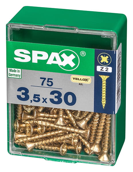 SPAXFRANCE - Vis à bois - Yellox - 75 pièces - Diam.3,5xH.30mm - large