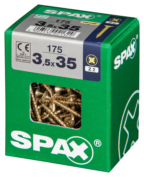 SPAXFRANCE - Vis à bois en acier - Yellox - 175 pièces - Diam.3,5xH.35mm - large