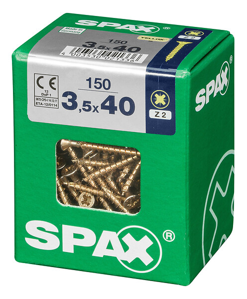 SPAXFRANCE - Vis universelle - 150 pièces - Diam.3,5xH.40mm - large