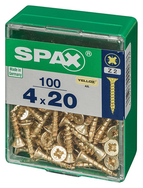 SPAXFRANCE - Vis à bois - 100 pièces - Diam.4xH.20mm - large