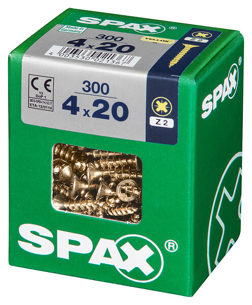SPAXFRANCE - Vis universelle - Tête fraisée PZ - 300 pièces - Diam.4xH.20mm - large