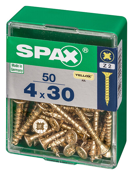 SPAXFRANCE - Vis universelle en acier - Yellox - 50 pièces - Diam.4xH.30mm - large