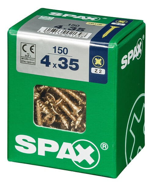 SPAXFRANCE - Vis universelle - Tête fraisée - 150 pièces - Diam.4xH.35mm - large