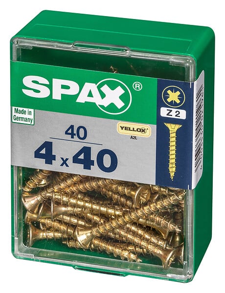 SPAXFRANCE - Vis à bois Pozidriv - 40 pièces - Diam.4xH.40mm - large