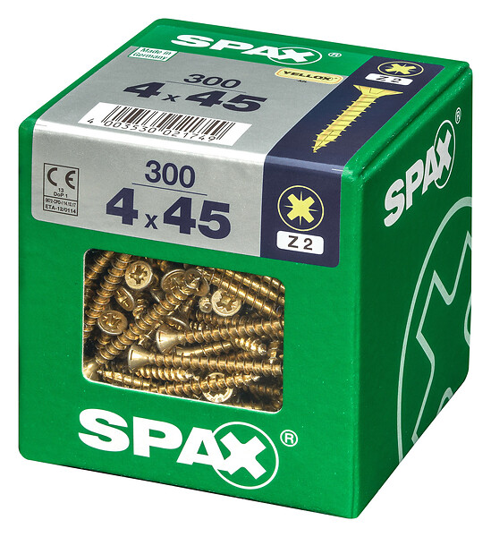 SPAXFRANCE - Vis universelle en acier - Yellox - 300 pièces - Diam.4xH.45mm - large