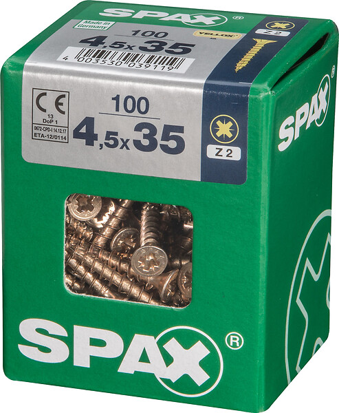 SPAXFRANCE - Vis universelle Yellox - Tête fraisée - 100 pièces - large