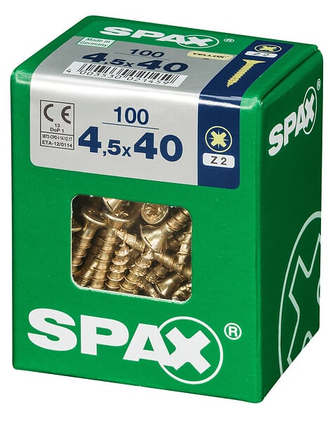 SPAXFRANCE - Vis universelle en acier - Tête fraisée - Yellox - 100 pièces - large