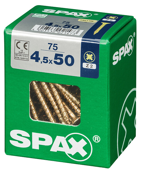 SPAXFRANCE - Vis à bois en acier Yellox - 75 pièces - Diam.4,5xH.50mm - large