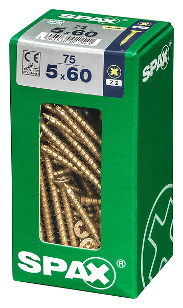 SPAXFRANCE - Vis universelle en acier - Pozidriv - 75 pièces - Diam.5xH.60mm - large