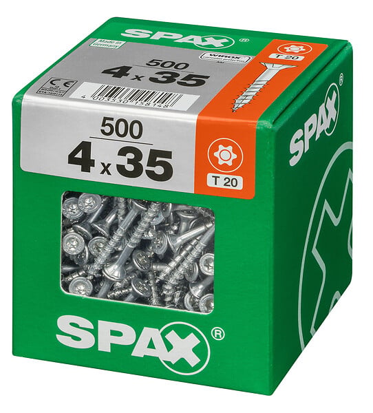 SPAXFRANCE - Vis universelle Wirox - Tête fraisée - 500 pièces - Diam.4xH.35mm - large