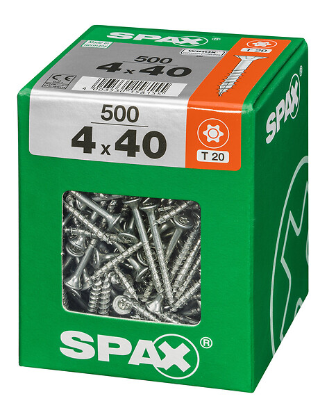 SPAXFRANCE - Vis universelle TX20 - Wirox - 500 pièces - Diam.4xH.40mm - large