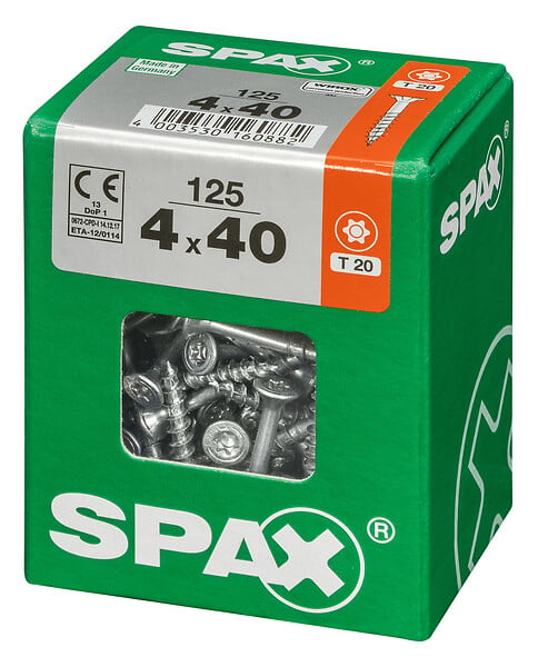 SPAXFRANCE - Vis à bois universelles - 125 pièces - Diam.4xH.40mm - large