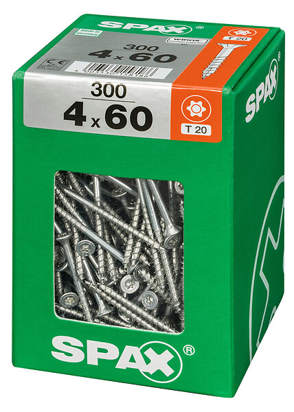 SPAXFRANCE - Vis universelle en acier Wirox - 300 pièces - Diam.4xH.60mm - large