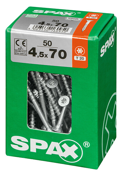 SPAXFRANCE - Vis universelle - 50 pièces - Diam.4,5xH.70mm - large