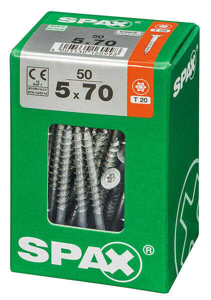 SPAXFRANCE - Vis universelle en acier Wirox - 50 pièces - Diam.5xH.70mm - large