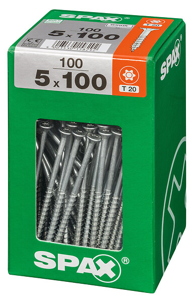 SPAXFRANCE - Vis universelle en acier - Tête fraisée - 100 pièces - Diam.5xH.100mm - large