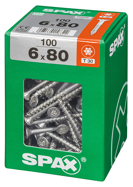 SPAXFRANCE - Vis universelle en acier Wirox - 100 pièces - Diam.6xH.80mm - large