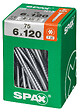 SPAXFRANCE - Vis à bois en acier - Tête fraisée TX - 75 pièces - Diam.6xH.120mm - vignette