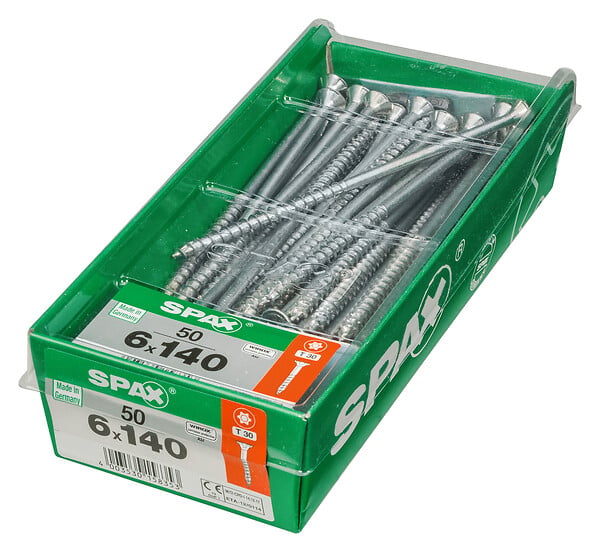 SPAXFRANCE - Vis - Tête fraisée TX - Wirox - 50 pièces - Diam.6xH.140mm - large